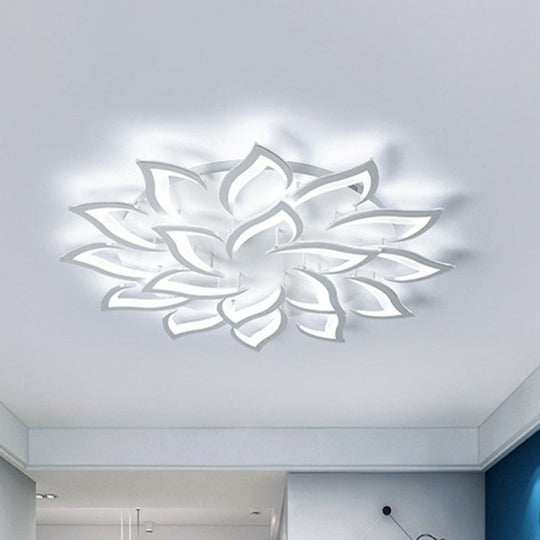 Contemporary White Led Flush Mount Light For Living Room - Blossom Acrylic Semi Ceiling 18 / Third