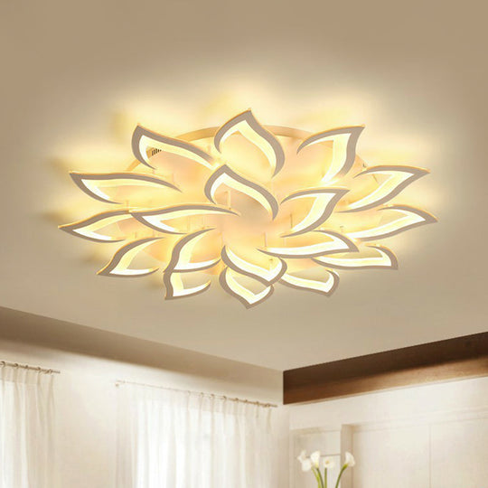 Contemporary White Led Flush Mount Light For Living Room - Blossom Acrylic Semi Ceiling 18 / Warm