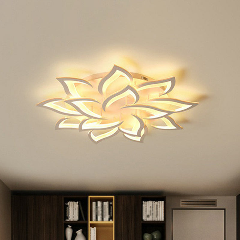 Contemporary White Led Flush Mount Light For Living Room - Blossom Acrylic Semi Ceiling 14 / Warm