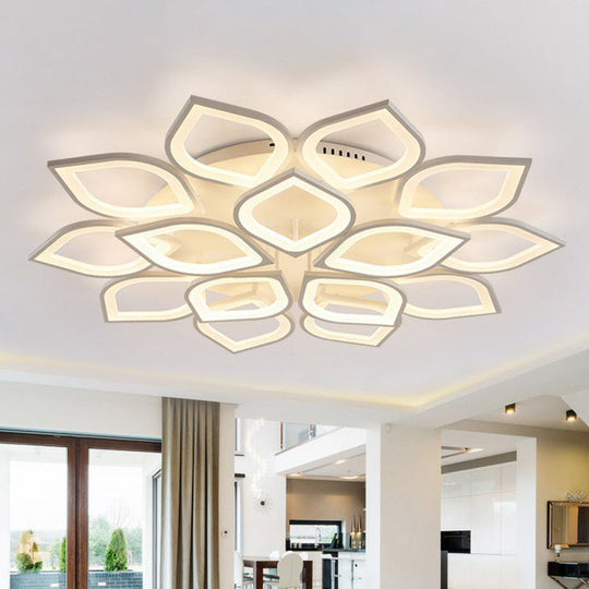 White Led Semi Flush Light For Living Room - Petal Design Acrylic Simplicity Ceiling Mount 15 / Warm