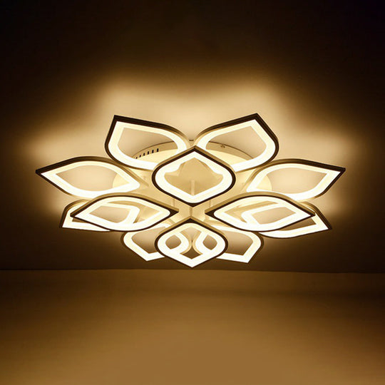 White Led Semi Flush Light For Living Room - Petal Design Acrylic Simplicity Ceiling Mount 12 / Warm