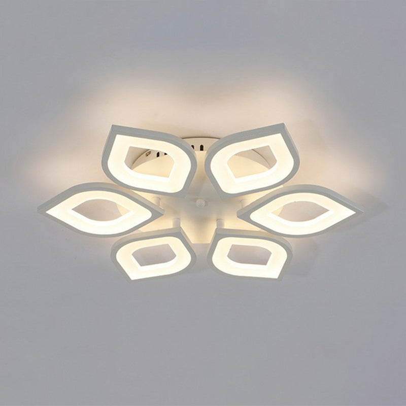 White Led Semi Flush Light For Living Room - Petal Design Acrylic Simplicity Ceiling Mount 6 / Warm