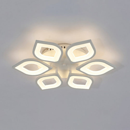 White Led Semi Flush Light For Living Room - Petal Design Acrylic Simplicity Ceiling Mount 6 / Warm