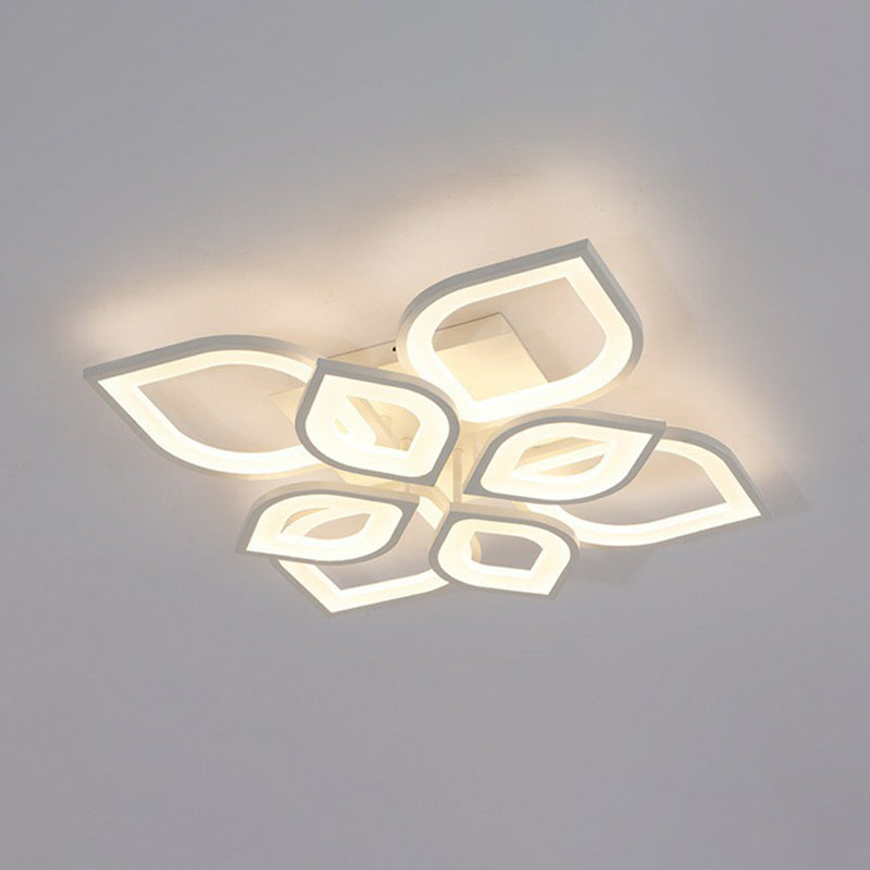 White Led Semi Flush Light For Living Room - Petal Design Acrylic Simplicity Ceiling Mount 8 / Warm