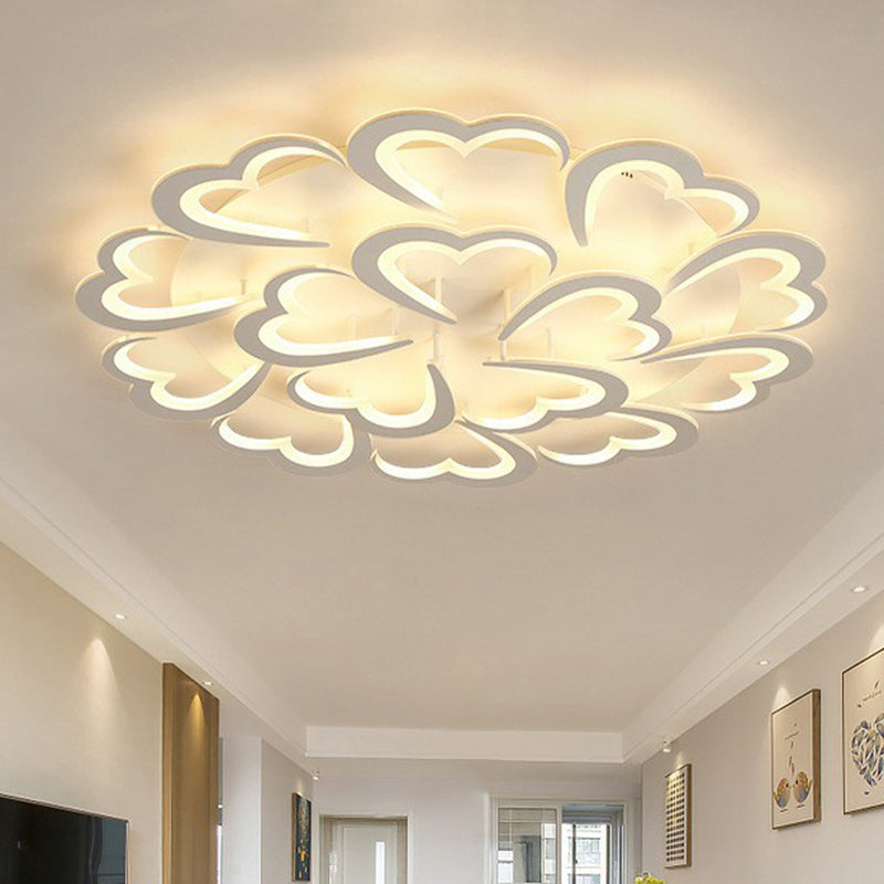 White Floral Led Ceiling Light For Minimalist Living Rooms 15 / Warm