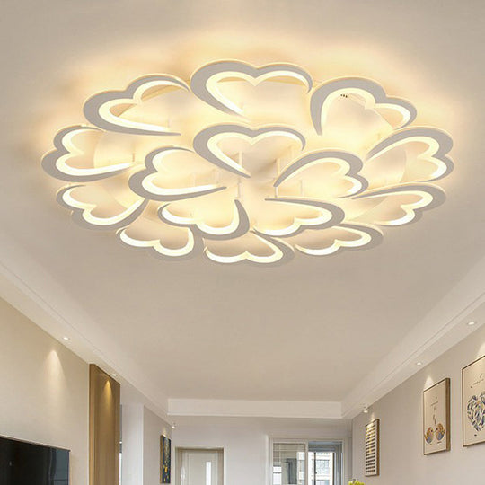 White Floral Led Ceiling Light For Minimalist Living Rooms 15 / Warm