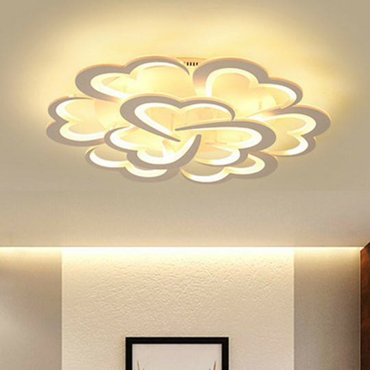 White Floral Led Ceiling Light For Minimalist Living Rooms 9 / Warm