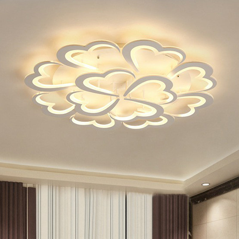 White Floral Led Ceiling Light For Minimalist Living Rooms 12 / Warm