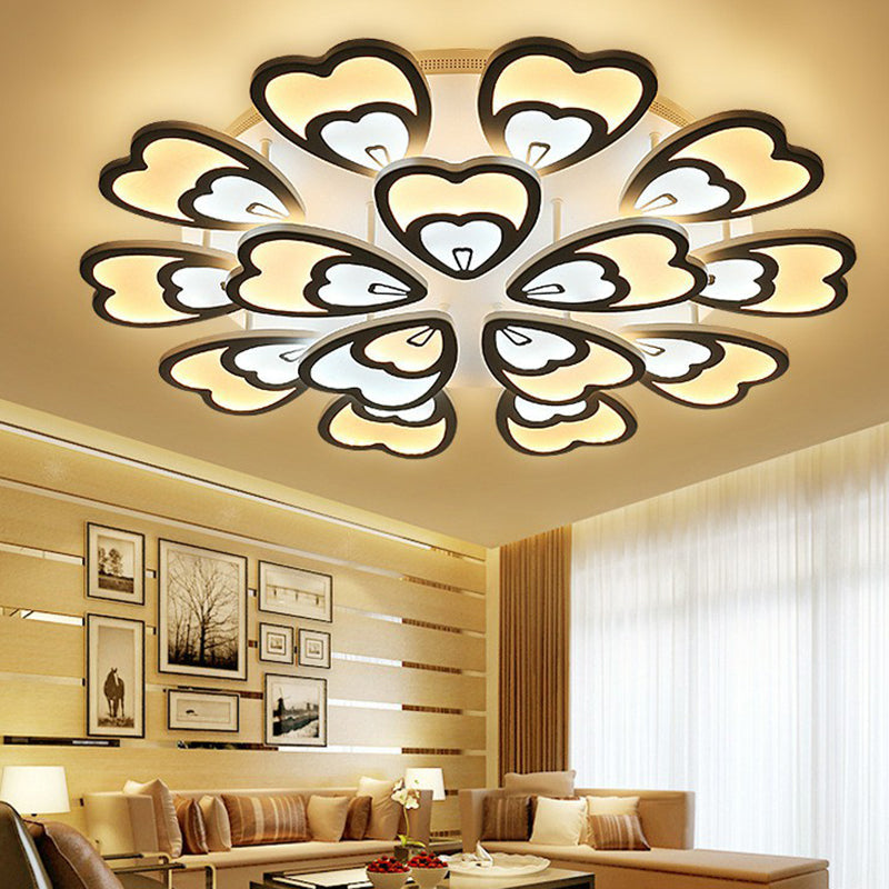 Contemporary White Flower Led Ceiling Light For Living Room - Acrylic Flush Mount 15 / Warm