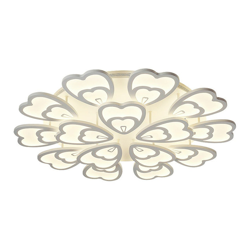 Contemporary White Flower Led Ceiling Light For Living Room - Acrylic Flush Mount