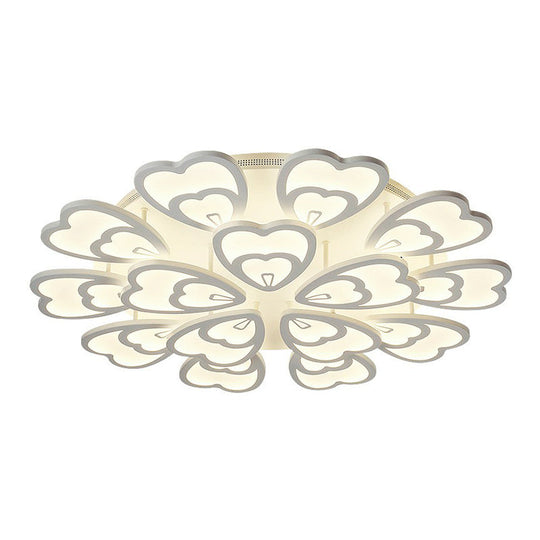 Contemporary White Flower Led Ceiling Light For Living Room - Acrylic Flush Mount