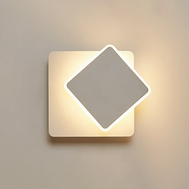 White Nordic Style Led Wall Sconce - Shaded Acrylic Corridor Light Fixture / D