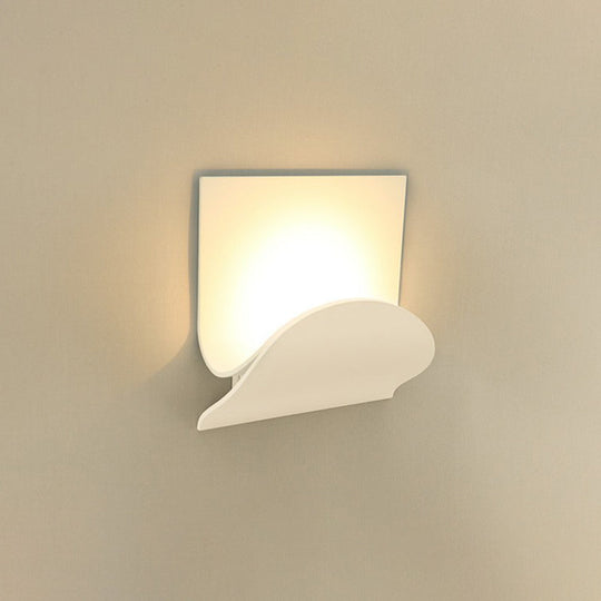 White Nordic Style Led Wall Sconce - Shaded Acrylic Corridor Light Fixture / G