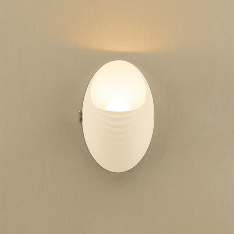 White Nordic Style Led Wall Sconce - Shaded Acrylic Corridor Light Fixture / I