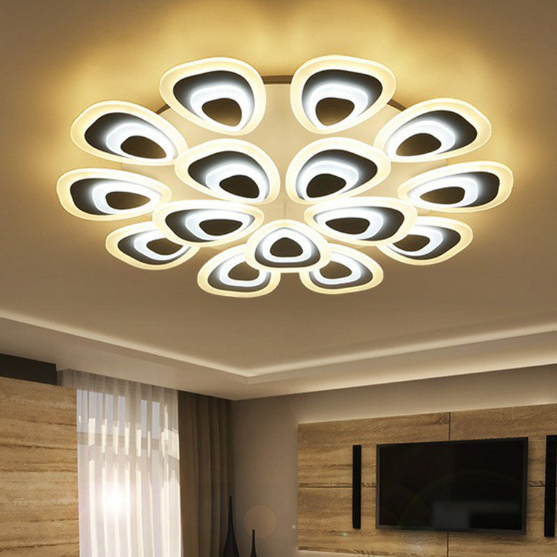 Led White Peacock Semi Flush Light: Stylish Acrylic Ceiling Mount For Living Room 15 / Warm