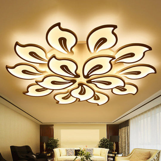 Modern Metallic White Led Semi Flush Mount Ceiling Light Fixture - Blossom Style 15 / Warm