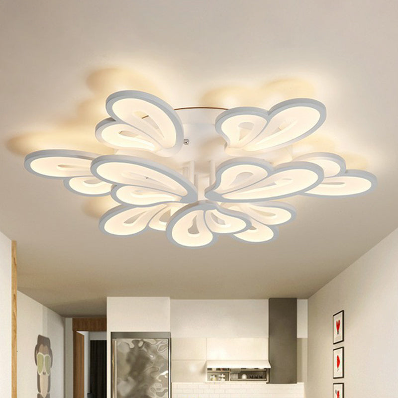 Contemporary Acrylic Butterfly Flush Mount LED Ceiling Light in White