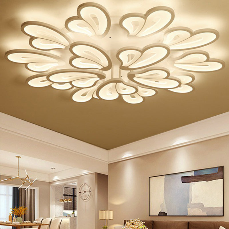 Contemporary Acrylic Butterfly Flush Mount Led Ceiling Light In White