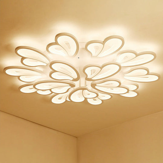 Contemporary Acrylic Butterfly Flush Mount LED Ceiling Light in White