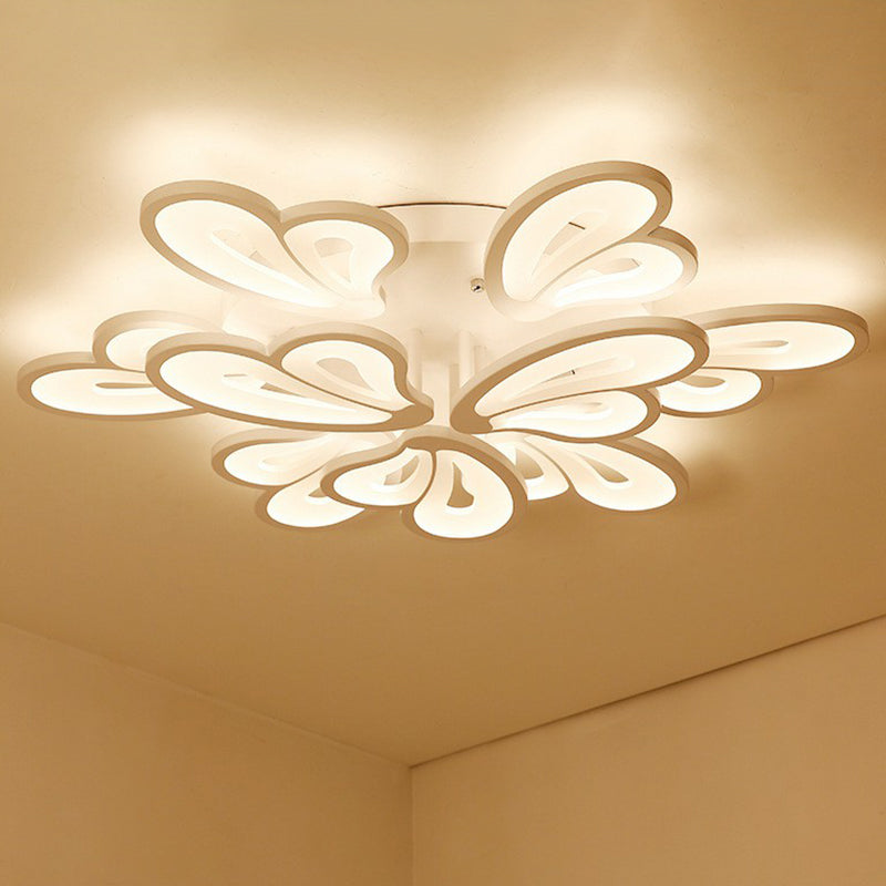 Contemporary Acrylic Butterfly Flush Mount LED Ceiling Light in White