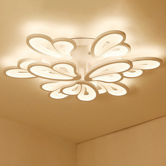 Contemporary Acrylic Butterfly Flush Mount LED Ceiling Light in White