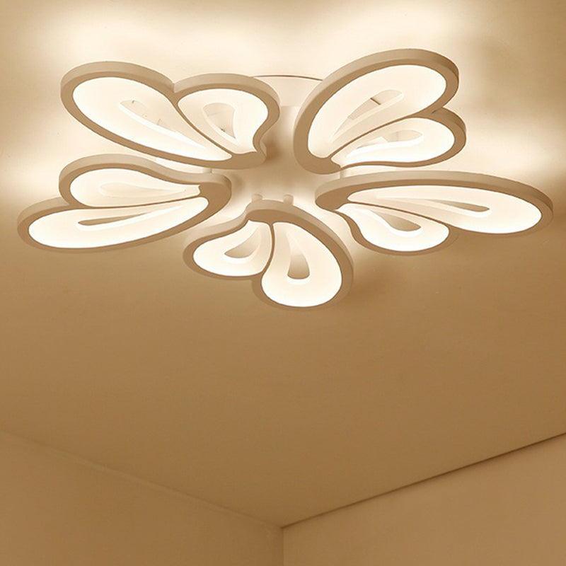 Contemporary Acrylic Butterfly Flush Mount LED Ceiling Light in White