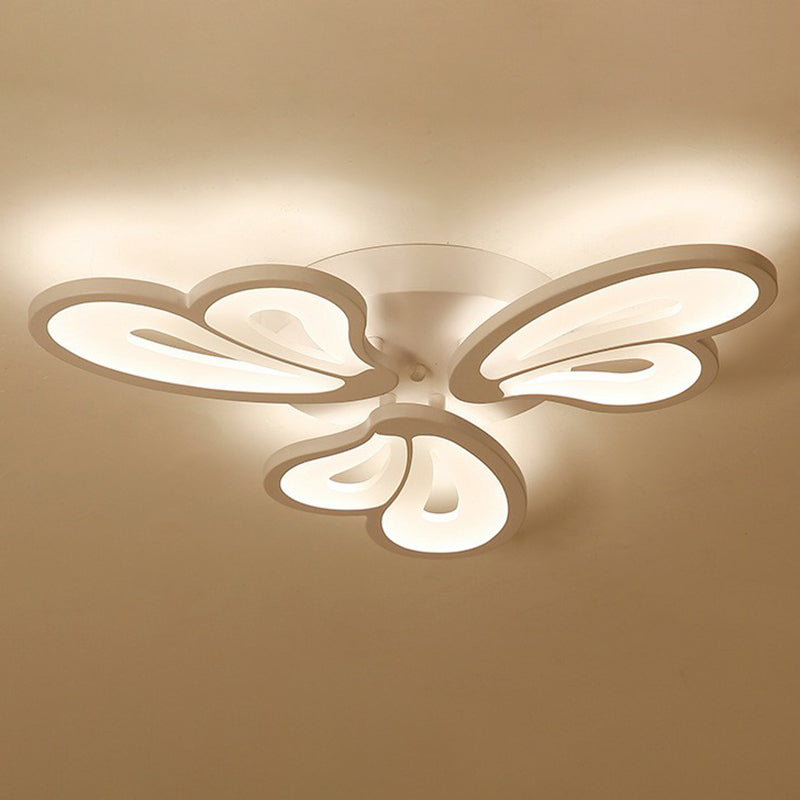 Contemporary Acrylic Butterfly Flush Mount LED Ceiling Light in White