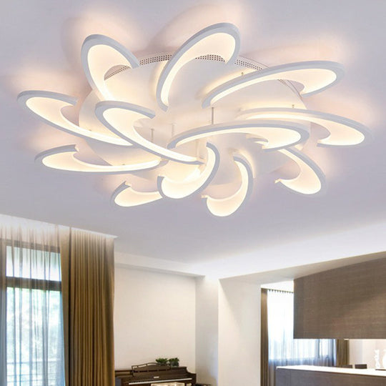 White Windmill LED Acrylic Flush Mount Ceiling Light for Living Room