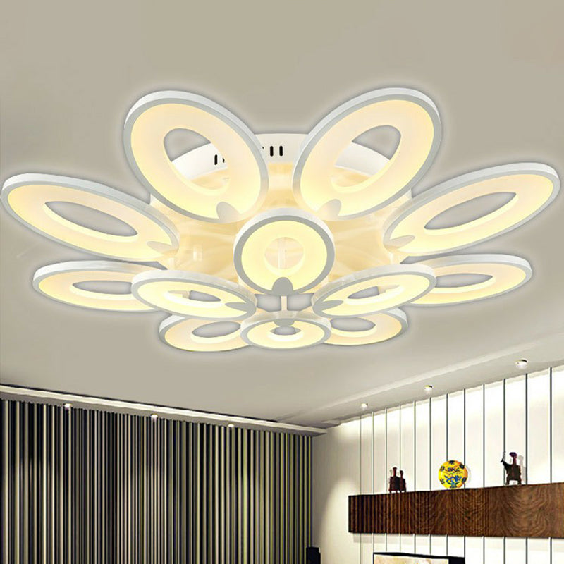 Modern White Peacock LED Ceiling Mount Light Fixture for Living Room