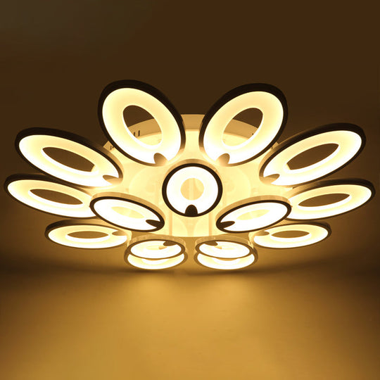 Modern White Peacock LED Ceiling Mount Light Fixture for Living Room