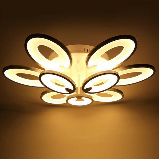 Modern White Peacock LED Ceiling Mount Light Fixture for Living Room