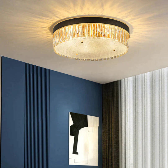 Modern Light Luxury Crystal Round Bedroom Dining Room Ceiling Lamp