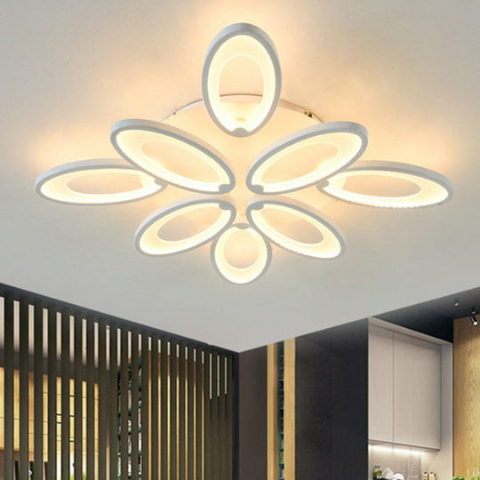 Peacock Ceiling Mounted LED Light: Minimalist Acrylic Semi Flush Mount for Living Room in White