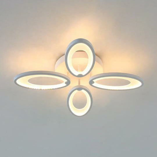 Peacock Ceiling Mounted LED Light: Minimalist Acrylic Semi Flush Mount for Living Room in White