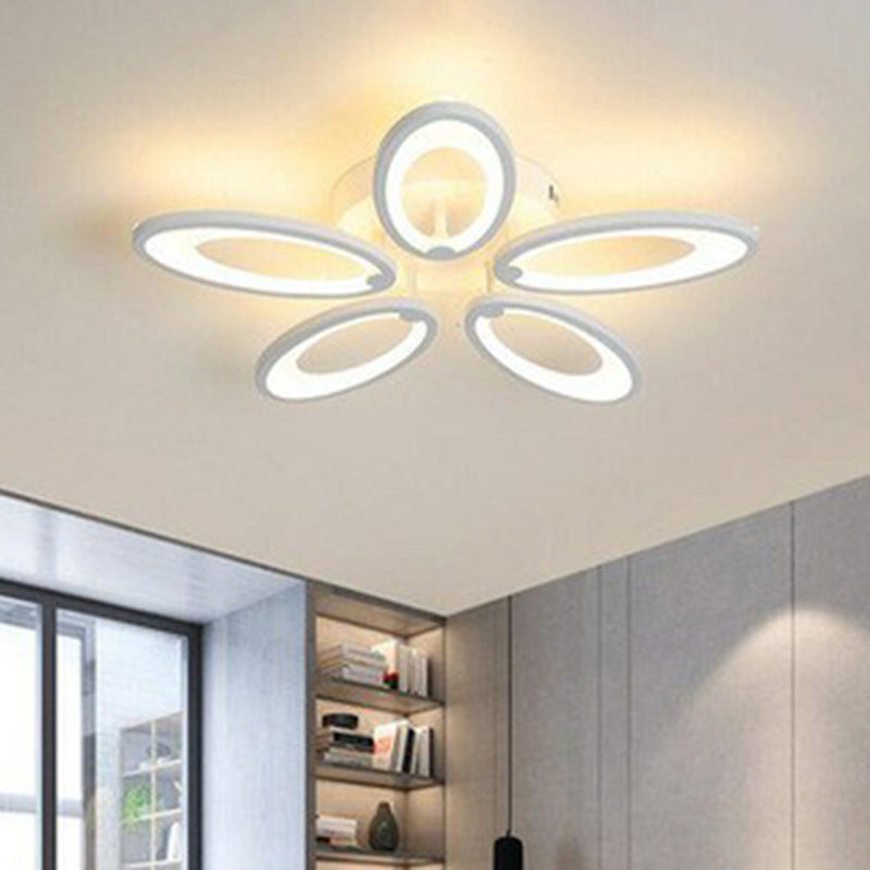 Peacock Ceiling Mounted LED Light: Minimalist Acrylic Semi Flush Mount for Living Room in White