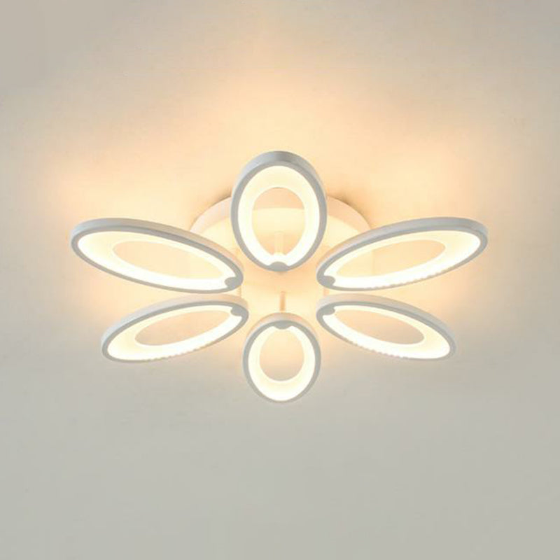 Peacock Ceiling Mounted LED Light: Minimalist Acrylic Semi Flush Mount for Living Room in White