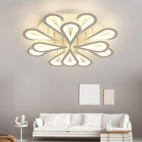 Modern White Acrylic LED Ceiling Light with Flower Design for Living Room