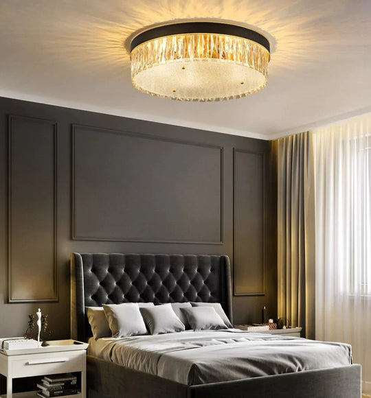 Modern Light Luxury Crystal Round Bedroom Dining Room Ceiling Lamp