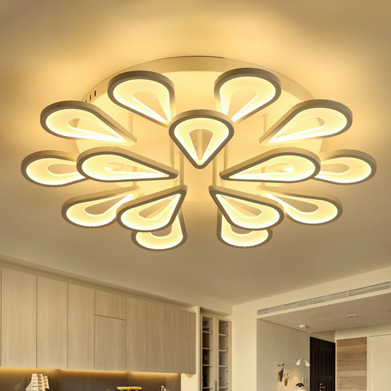 Modern White Acrylic LED Ceiling Light with Flower Design for Living Room