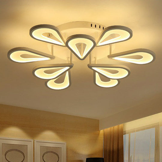 Modern White Acrylic LED Ceiling Light with Flower Design for Living Room