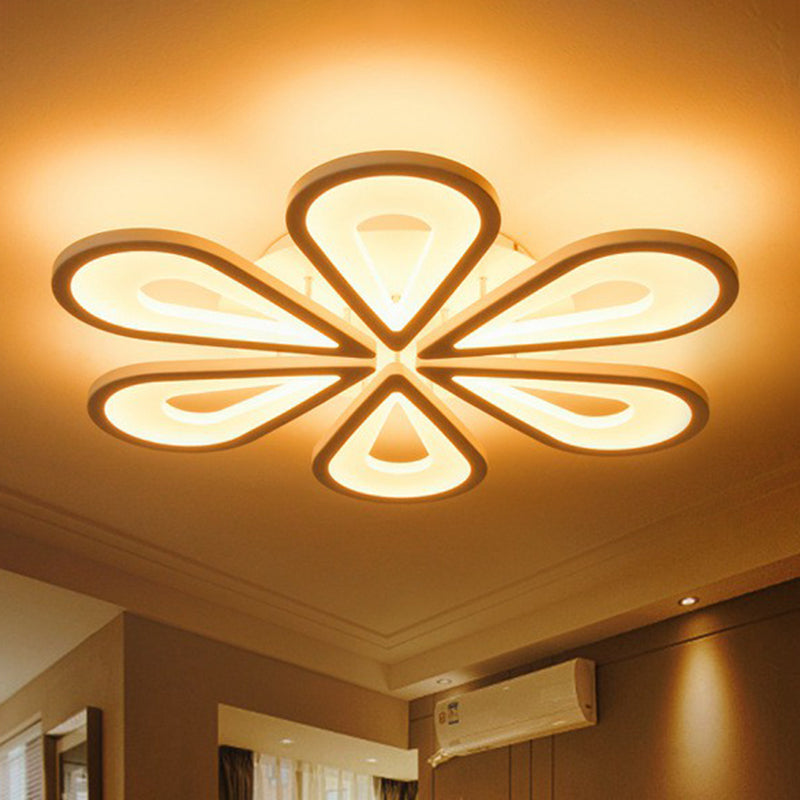 Modern White Acrylic LED Ceiling Light with Flower Design for Living Room