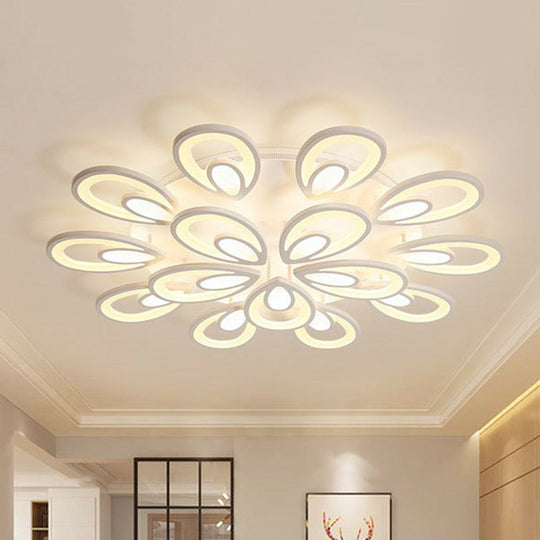 Peacock LED Semi Flush Light - Acrylic, Simplicity White, Ceiling Mount - Ideal for Living Room