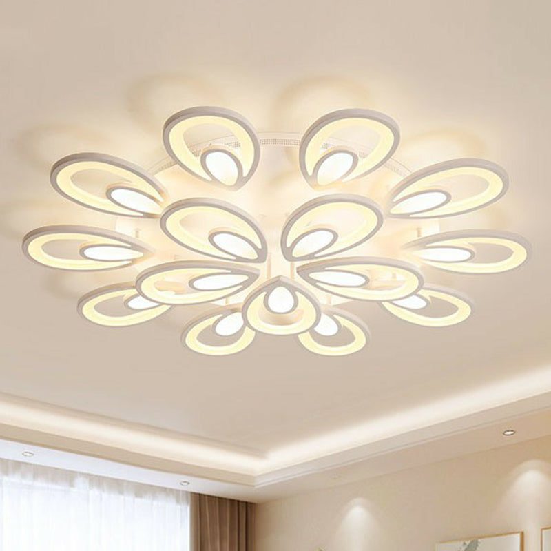 Peacock LED Semi Flush Light - Acrylic, Simplicity White, Ceiling Mount - Ideal for Living Room