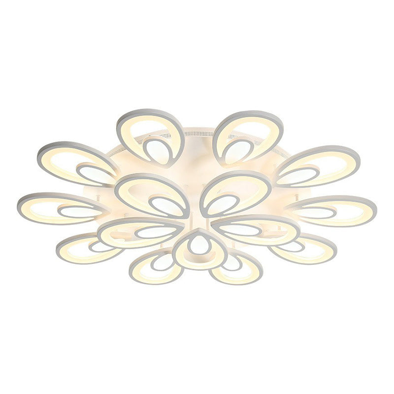 Peacock LED Semi Flush Light - Acrylic, Simplicity White, Ceiling Mount - Ideal for Living Room