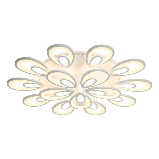 Peacock LED Semi Flush Light - Acrylic, Simplicity White, Ceiling Mount - Ideal for Living Room