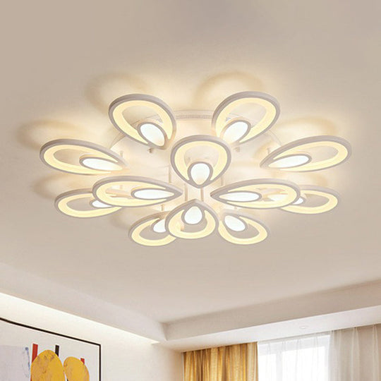 Peacock LED Semi Flush Light - Acrylic, Simplicity White, Ceiling Mount - Ideal for Living Room