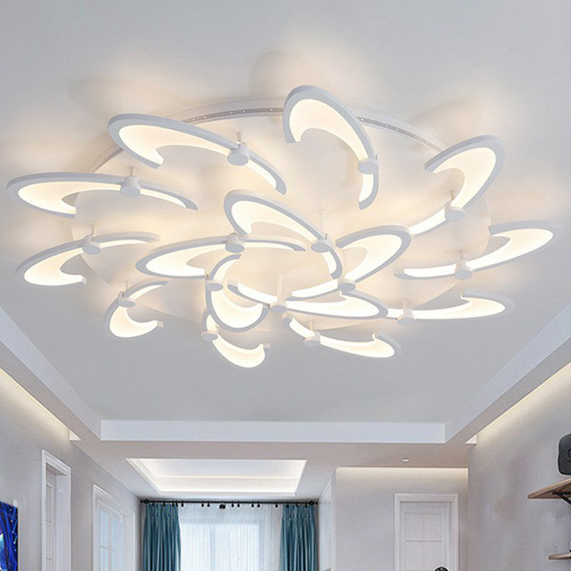 Modern Led Ceiling Light - Windmill Acrylic Semi Flush Mount In White