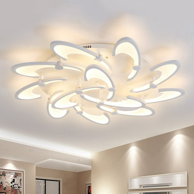 Modern LED Ceiling Light - Windmill Acrylic Semi Flush Mount in White