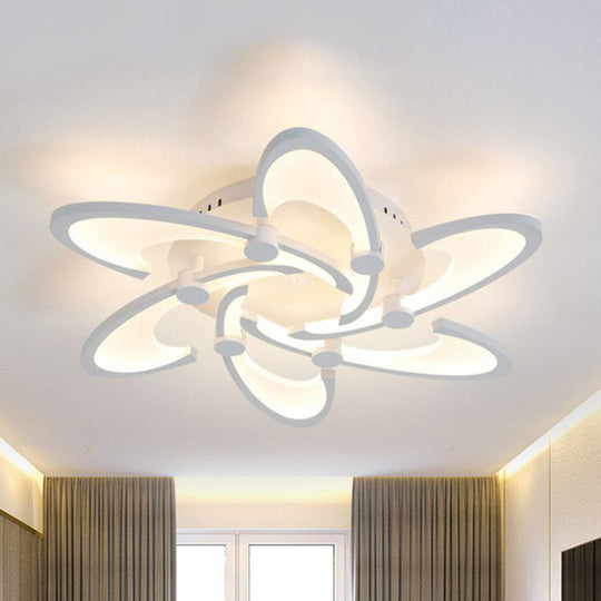 Modern LED Ceiling Light - Windmill Acrylic Semi Flush Mount in White