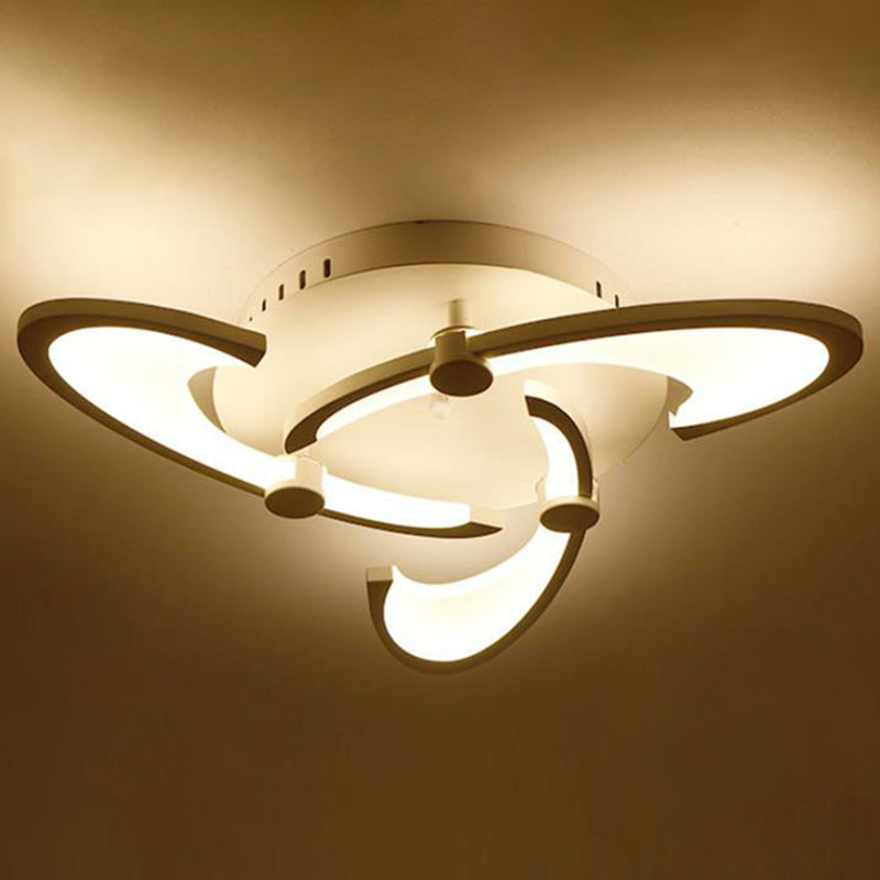 Modern LED Ceiling Light - Windmill Acrylic Semi Flush Mount in White